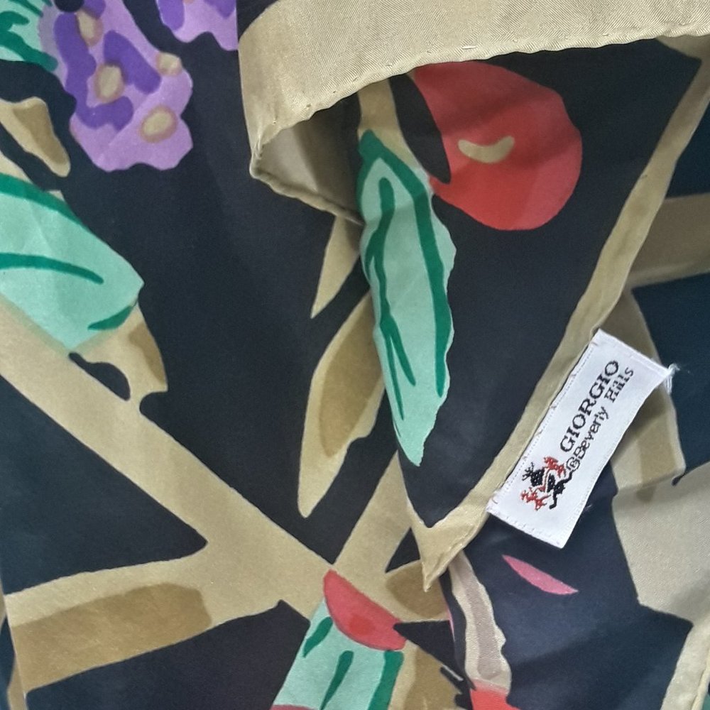 Silk Scarf Vintage Large Square Giorgio Beverly HillsColorful - Picture 9 of 10
